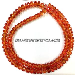 AAAA+ Orange Sapphire Faceted Rondelle Beads Padparadscha Sapphire Beads String Orange Sapphire Gemstone Beads Jewelry Making Beads.