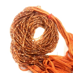Natural Stone Sunstone Faceted Rondelle Beads 2mm Sunstone Gemstone Beads 13&quot; Strand