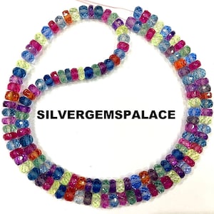 Natural Multi Sapphire Faceted Rondelle Beads 5.5mm Beads Multi Sapphire Gemstone Beads Multi Rondelle Beads Multi String Beautiful Colors.