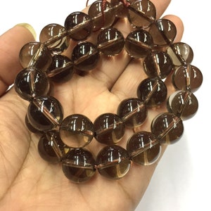 Natural Smooth Smoky Quartz Round Ball Beads 14mm Plain Gemstone Beads 14&quot; Strand Superb Quality New Arrival