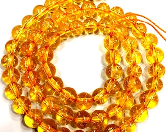 AAA+ QUALITY~Natural Citrine Smooth Round Ball Beads 6.MM Round Beads Smooth Polished Round Beads Citrine Round Gemstone Beads.