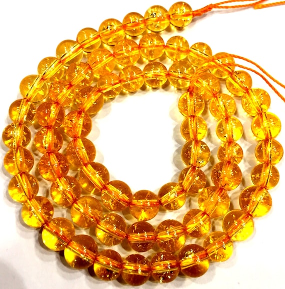 AAA+ QUALITY~Natural Citrine Smooth Round Ball Beads 6.MM Round Beads Smooth Polished Round Beads Citrine Round Gemstone Beads.