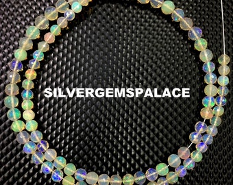 Natural Opal Beads Strand Ethiopian Opal Faceted Round Ball Beads Flashy Opal Beads Fire Opal Beads Opal Gemstone Beads Jewelry Making Beads