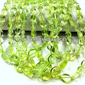 Green Spinel Oval Beads: Polished Gemstone Strand, 18 Inch