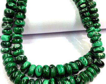 AAA QUALITY~~Natural Malachite Gemstone Beads Malachite Rondelle Smooth Beads Smooth Polished Rondelle Beads Jewelry Making Beads 2 Strand.