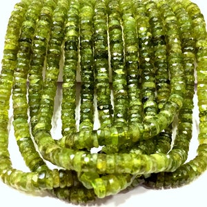 Natural Peridot Faceted Tyre Beads Green Peridot Heishi Cut Beads 6.MM Peridot Beads Peridot Gemstone Beads Peridot Strand Beads.