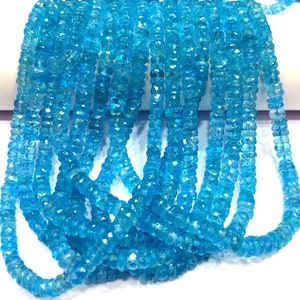 AAA QUALITY~Natural Blue Topaz Faceted Tyre Cut Beads Sky Topaz Rondelle Beads Genuine Sky Blue Topaz Gemstone Beads Wholesale Topaz Strand.