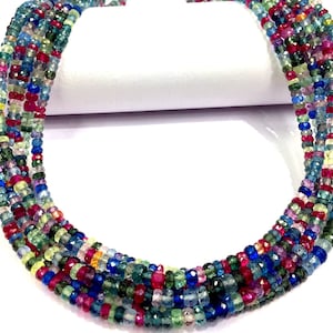 Extremely Beautiful~~Full Sparkling~~Natural Multi Sapphire Faceted Rondelle Beads Sapphire Gemstone Beads Jewelry Making Beads.