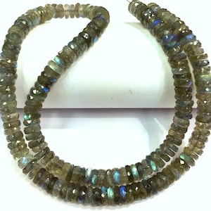 Natural Labradorite Faceted Tyre Beads Labradorite Heishi Cut Beads Labradorite Wheel Shape Labradorite Gemstone Beads Top Quality.