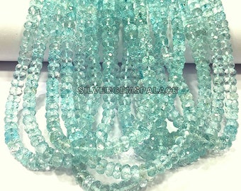 Natural Aquamarine Faceted Rondelle Beads Aquamarine Gemstone Beads Aquamarine Beads Strand 5.5mm Aquamarine Rondelle Beads Top Quality.