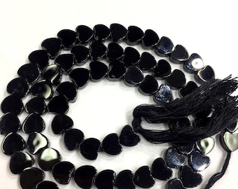 Natural Black Onyx Smooth Heart Shape Beads 6.MM Black Onyx Gemstone Beads Onyx Heart Beads 16&quot; Strand