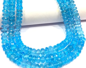 Sky Blue Topaz Faceted Rondelle Beads 7-8.MM Topaz Rondelle Beads Topaz Gemstone Beads Wholesale Topaz Beads.