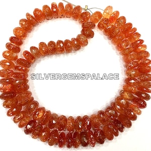 AAA+ Natural Sunstone Faceted Rondelle Beads 8.MM Sunstone Rondelle Beads Sparkle Sunstone Gemstone Beads Genuine Sunstone String.