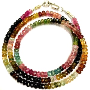 AAA QUALITY~Great Luster~Natural Tourmaline Gemstone Beads Tourmaline Faceted Rondelle Beads Tourmaline Necklace~Gift For Christmas.