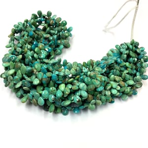 Natural Arizona Turquoise Faceted Pear Shape Beads 5.MM Turquoise Gemstone Beads Turquoise Briolettes 18&quot; Strand