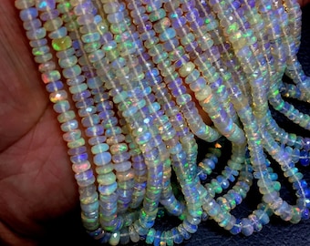 AAAA QUALITY  Ethiopian Opal Faceted Beads Wello Opal Faceted Rondelle Beads Fire Opal Beads 5.MM Opal Gemstone Beads Opal Beads Necklace.