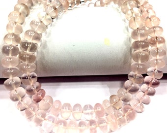 AAA QUALITY~~Natural Rose Quartz Smooth Rondelle Beads 7-7.5mm Beads Polished Gemstone Beads Rose Quartz Strand Beads Jewelry Making Beads.