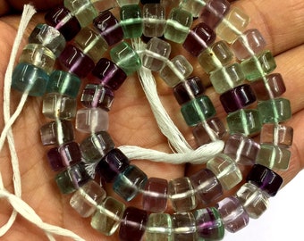 Natural Fluorite Smooth Rondelle Beads 8.MM Fluorite Gemstone Beads Multi Fluorite Beads 14" Strand Top Quality