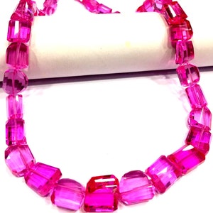 AAAA++ Kvalitet ~ Rosa safir fasetterade nuggetspärlor glittrande safir ädelstenspärlor platta nuggetspärlor fantastiska glänsande safirsträngpärlor.