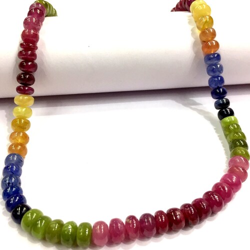 AAA QUALITY~~Natural Multi Sapphire Smooth Rondelle Beads Smooth Polished Sapphire Gemstone Beads Sapphire Strand Beads shops Jewelry Making Beads