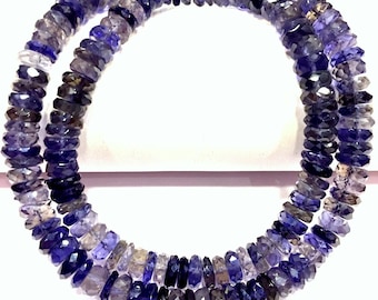 AAA QUALITY~Natural Iolite Faceted Tyre Beads Iolite Gemstone Beads Great Luster Iolite Beads Iolite Flat Rondelle Beads Iolite Strand Beads