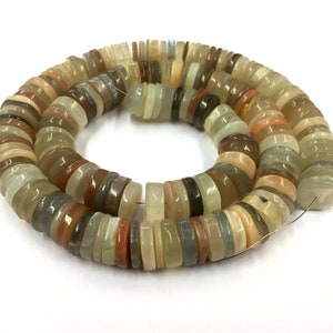 Natürliche glatte Multi Mondstein Reifen Form Perlen 11.MM Mondstein Edelstein Perlen 18&quot; Strang Multi Mondstein Waschmaschine Mondstein glatte Perlen