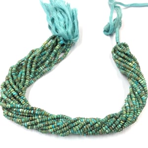 18 Inch Strand Natural Turquoise Gemstone Beads Arizona Turquoise Faceted Rondelle Beads 3.MM Turquoise Beads Wholesale Price Beads
