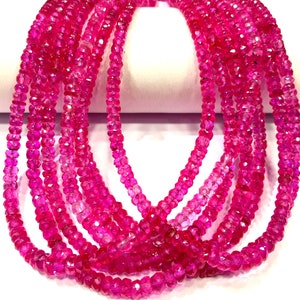 AAAA++ ~Extremely Rare~~Pink Spinel Faceted Rondelle Beads Juicy Pink Color Spinel Gemstone Beads Pink Spinel Strand Beads Wholesale Price.