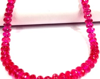 QUALIDADE AAAA++ ~~ Extremamente linda ~ ~ Contas Rondelle facetadas de espinélio rosa suculento, cor rosa, contas de pedras preciosas de espinélio, colar de contas de alto brilho.