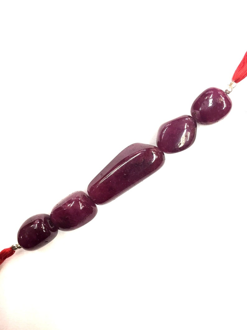 Natural Smooth 5 Piece Ruby Nugget Beads 14mm Plain Beads Nugget Shape Gemstone Beads