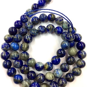 Natural Lapis Lazuli suave bola redonda cuentas 6MM Lapis round cuentas joyería haciendo cuentas redondas Lapis Lazuli suaves cuentas de piedras preciosas