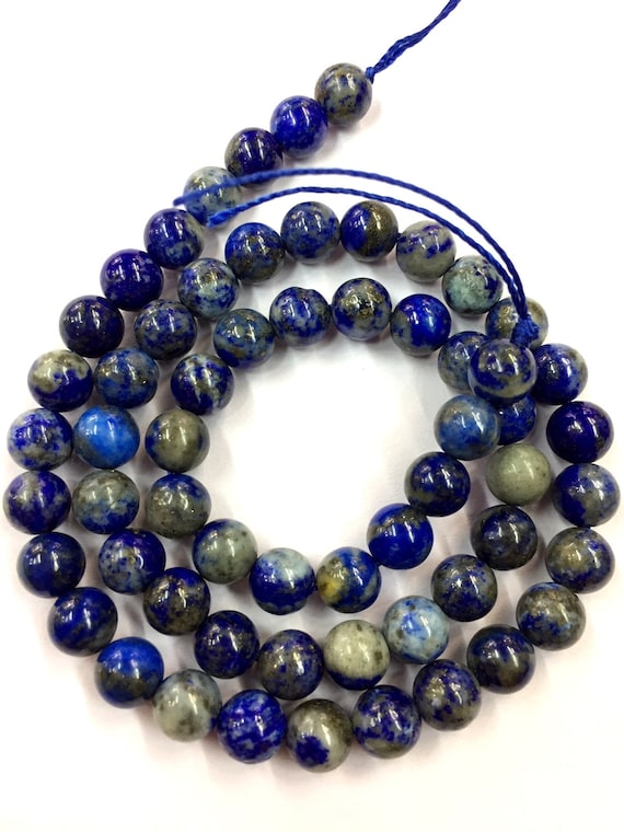Handmade Blue Lapis Lazuli Necklace - 6mm Round Beads - Various Lengths Available