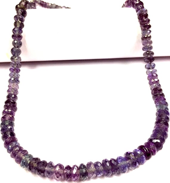 Collana In Pietra Alessandrite Viola - Perline Sfaccettate A 3 Fili, Lunghezza Regolabile 17-19 Pollici