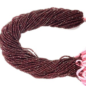 Natural Faceted 13&quot; 10 Strand Garnet Rondelle Beads 2mm Gemstone Beads Micro Cut