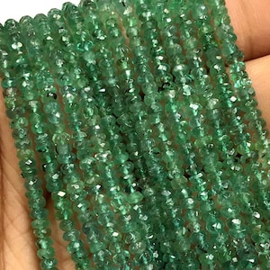 Natural Zambian Emerald Beads Faceted Emerald Rondelle Beads High Luster Emerald Gemstone Beads Wholesale Emerald Beads 1 Strand Of 18 Inch