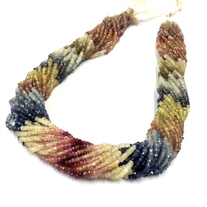 Natural Stone Multi Sapphire Faceted Beads Rondelle Shape 3mm Gemstone Beads 16&quot; Strand Wholesale Price