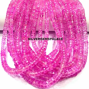 AAAA++ QUALITY~~Rare Pink Sapphire Faceted Rondelle Beads Stunning Pink Sapphire Gemstone Beads Sapphire Beads Strand Wholesale Sapphire.