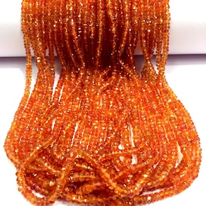 AAA QUALITY~Natural Songea Orange Sapphire Gemstone Beads 3.MM Sapphire Rondelle Faceted Beads Wholesale Sapphire Beads Jewelry Making Beads