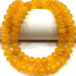 Cuentas de jade amarillo rondelle: joyería con piedras preciosas lisas (7/9 mm)