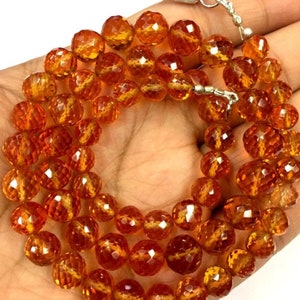 AAAA++ QUALITY~Extremely Beautiful~Padparadscha Sapphire Faceted Round Ball Beads Full Sparkling Sapphire Round Beads Thanksgiving Gift.