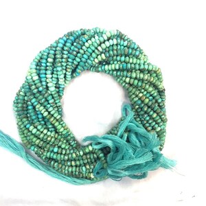 Natural Faceted Arizona Turquoise Faceted Rondelle Beads Turquoise Gemstone Beads 14&quot; Strand Top Quality
