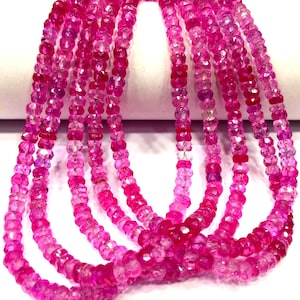 AAA++ QUALITY~~Pink Sapphire Faceted Rondelle Beads Stunning Pink Sapphire Gemstone Beads Pink Sapphire Beads Strand Jewelry Making Beads.