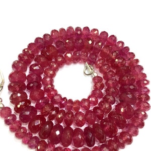 AAA QUALITY-Natural Transparent Pink Sapphire Faceted Rondelle Beads 6-7.MM Pink Sapphire Gemstone Beads 18&quot; Strand Gift For Her