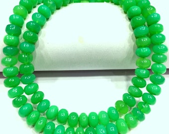 AAA+ QUALITY~Natural Chrysoprase Smooth Rondelle Beads 7.MM Chrysoprase Rondelle Beads Great Luster Chrysoprase Gemstone Beads Strand.