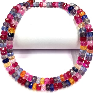 Extremely Beautiful~~Full Sparkling~~Natural Multi Sapphire Faceted Rondelle Beads Sapphire Gemstone Beads Faceted Sapphire Rondelle Beads.