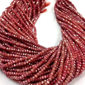 Natürliche Pfirsich Mondstein Facettierte Rondell Perlen Beschichtete Mondstein Edelstein Perlen Mondstein Rondelle Maschinenschliff Perlen Top Qualität 3,5 mm