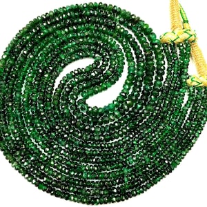 TOP QUALITY~~Natural Emerald Rondelle Beads Necklace Genuine Emerald Gemstone Beads Zambian Emerald Faceted Beads Necklace 4 Layer Necklace.