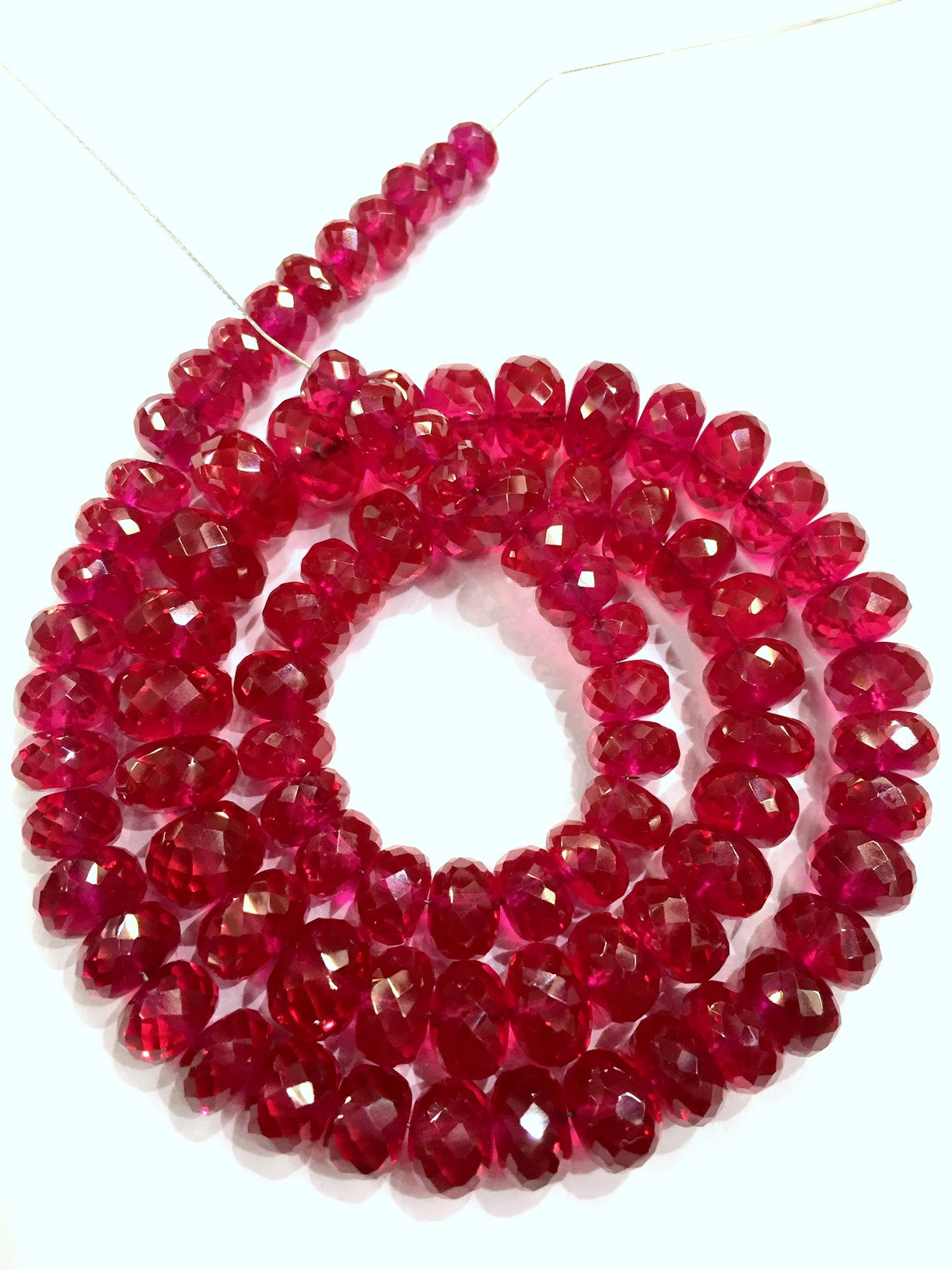 Amazing Red Corundum Faceted Rondelle Beads Ruby Corundum faceted beads Gemstone for Necklace Jewelry making SALE 7 inch strand 4-4.5 mm