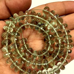 AAA+ QUALITY~Natural Green Amethyst Faceted Rondelle Beads Lovely Amethyst Gemstone Beads Wholesale Gemstone Beads Jewelry Making Beads.