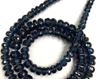 So Gorgeous--LONDON TOPAZ Color Beads London Blue Topaz Faceted Rondelle Beads London Topaz Gemstone Beads High Lusture Topaz Beads 19"